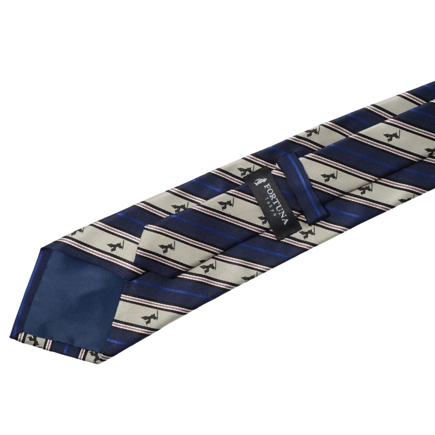 Men’s Jacquard Woven 100% Nishijin Kyoto Silk Tie -16. Samurai Striped Pattern Made in Japan FORTUNA Tokyo