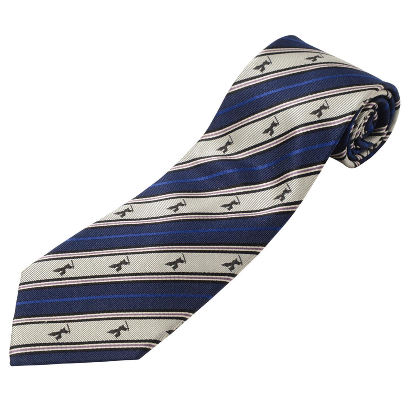 Men’s Jacquard Woven 100% Nishijin Kyoto Silk Tie -16. Samurai Striped Pattern Made in Japan FORTUNA Tokyo