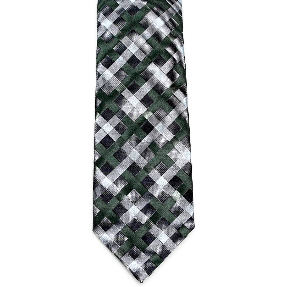 Men’s Jacquard Woven 100% Nishijin Kyoto Silk Tie -22. Revival Japanese Block plaid Made in Japan FORTUNA Tokyo