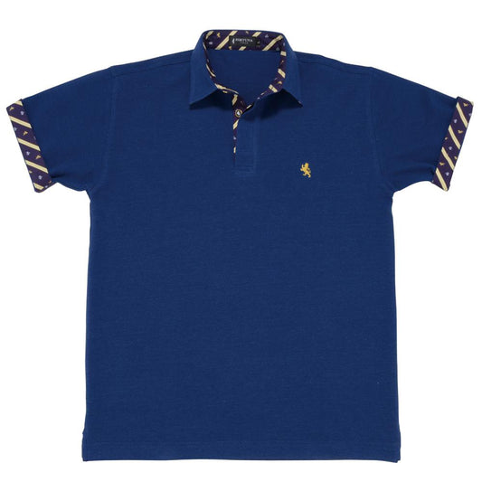 Men’s Short Sleeve Sports Polo Shirt -08. King Lion & Crown Design Made in Japan FORTUNA Tokyo