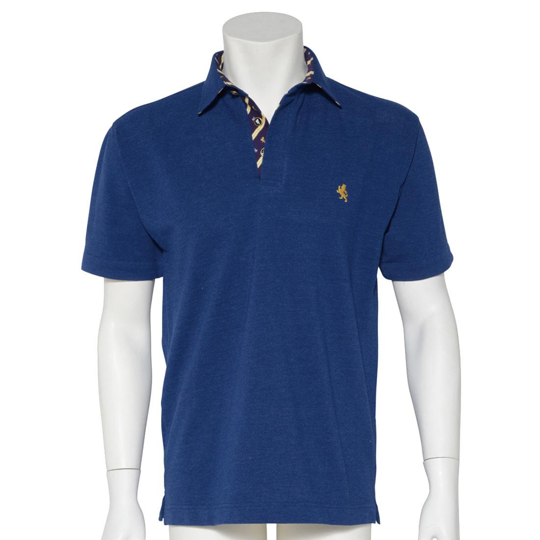 Men’s Short Sleeve Sports Polo Shirt -08. King Lion & Crown Design Made in Japan FORTUNA Tokyo