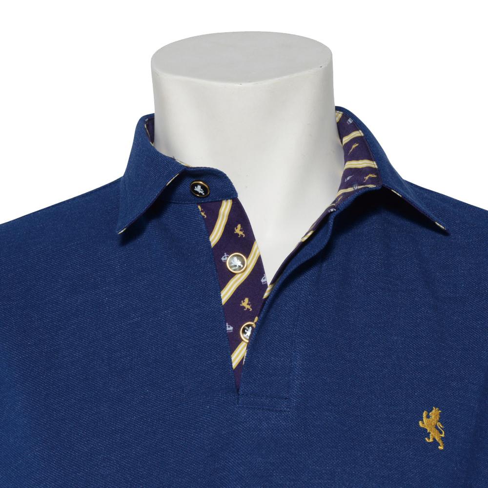 Men’s Short Sleeve Sports Polo Shirt -08. King Lion & Crown Design Made in Japan FORTUNA Tokyo