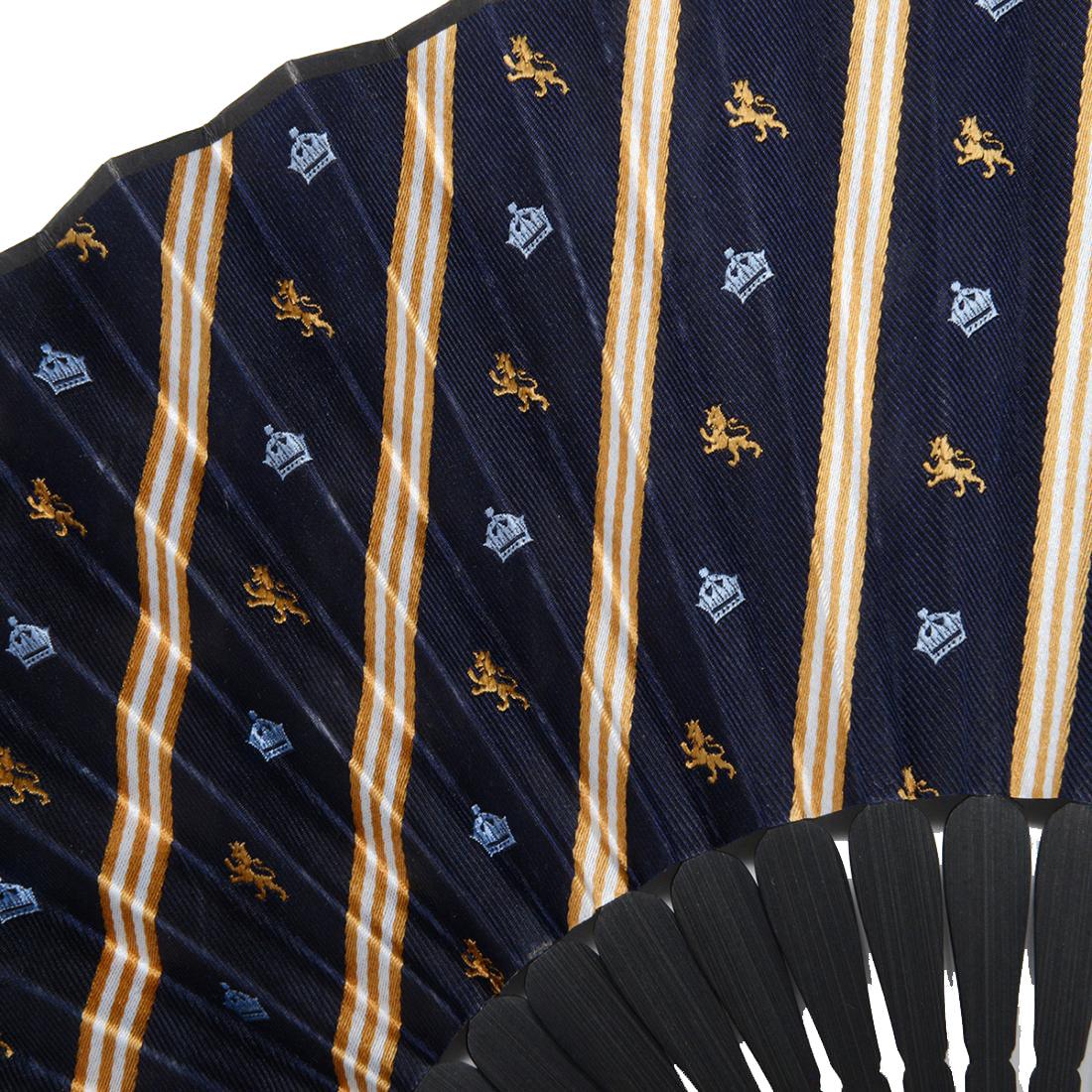 Hand Made Japanese Folding Fan -Striped Pattern Jacquard Woven Kyoto Silk & Bamboo Made in Japan FORTUNA Tokyo