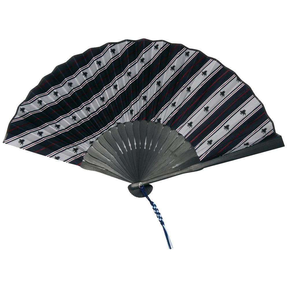 Hand Made Japanese Folding Fan -Striped Pattern Jacquard Woven Kyoto Silk & Bamboo Made in Japan FORTUNA Tokyo