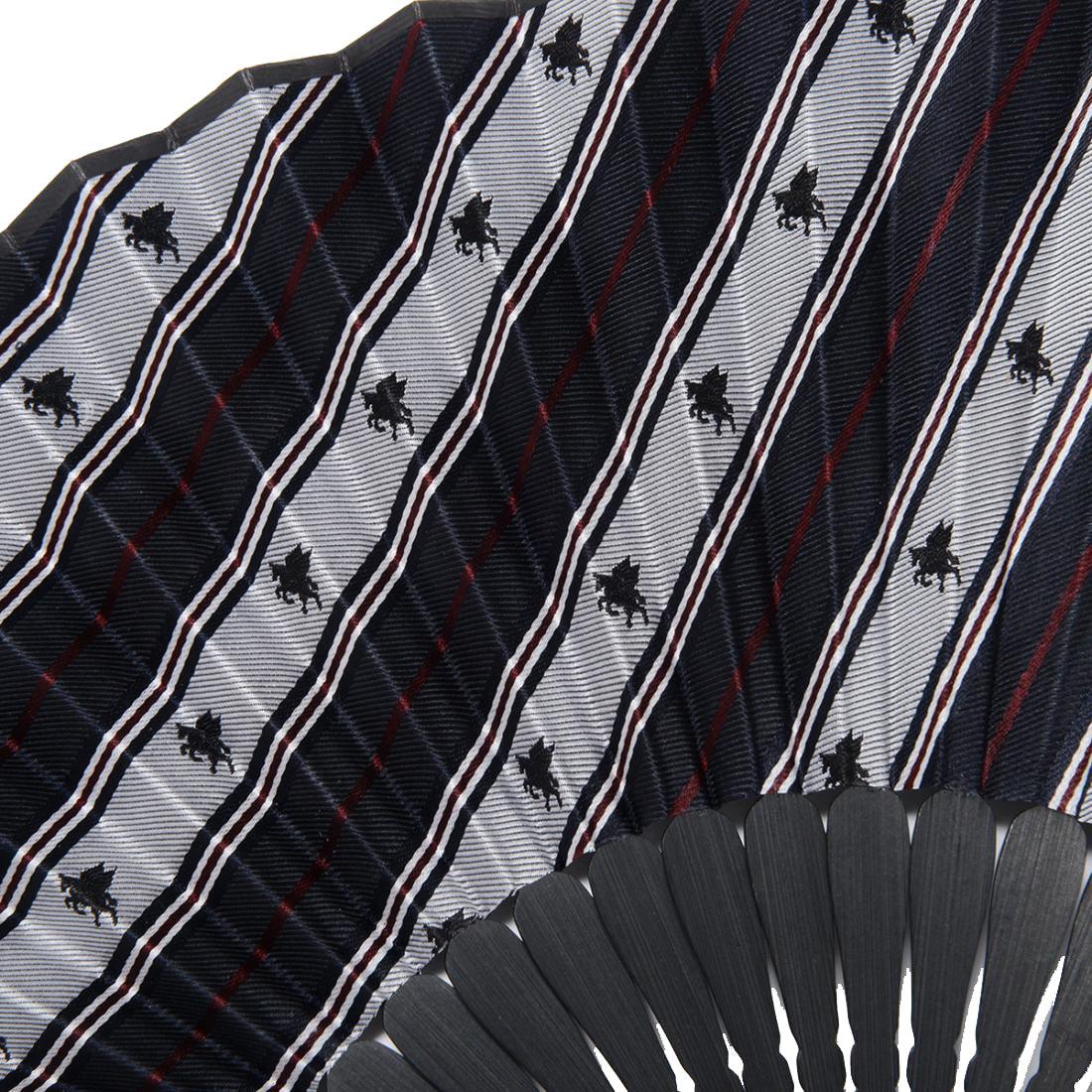 Hand Made Japanese Folding Fan -Striped Pattern Jacquard Woven Kyoto Silk & Bamboo Made in Japan FORTUNA Tokyo