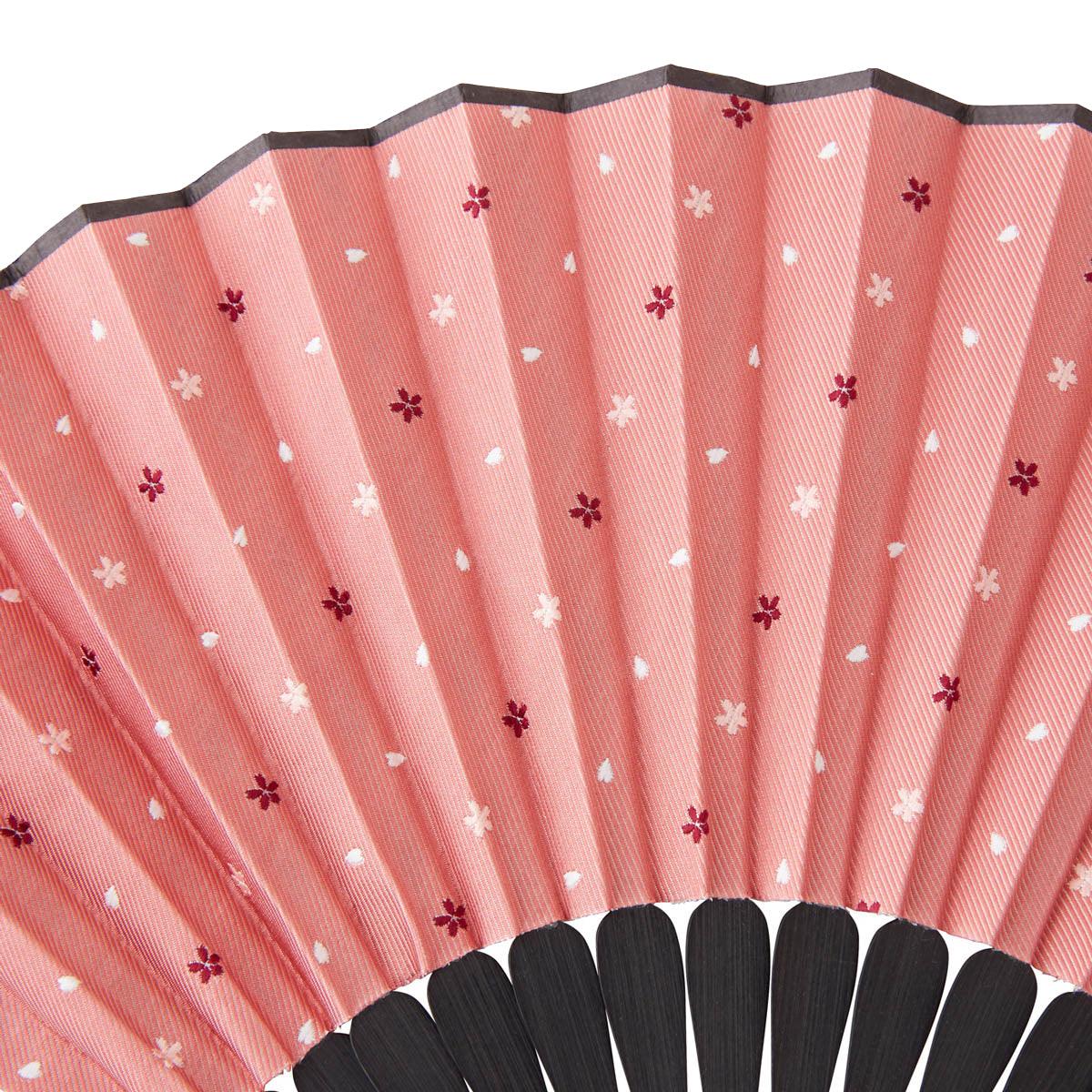 Hand Made Japanese Folding Fan -15.Sakura Cherry Blossoms Pattern with Silk & Bamboo Made in Japan FORTUNA Tokyo