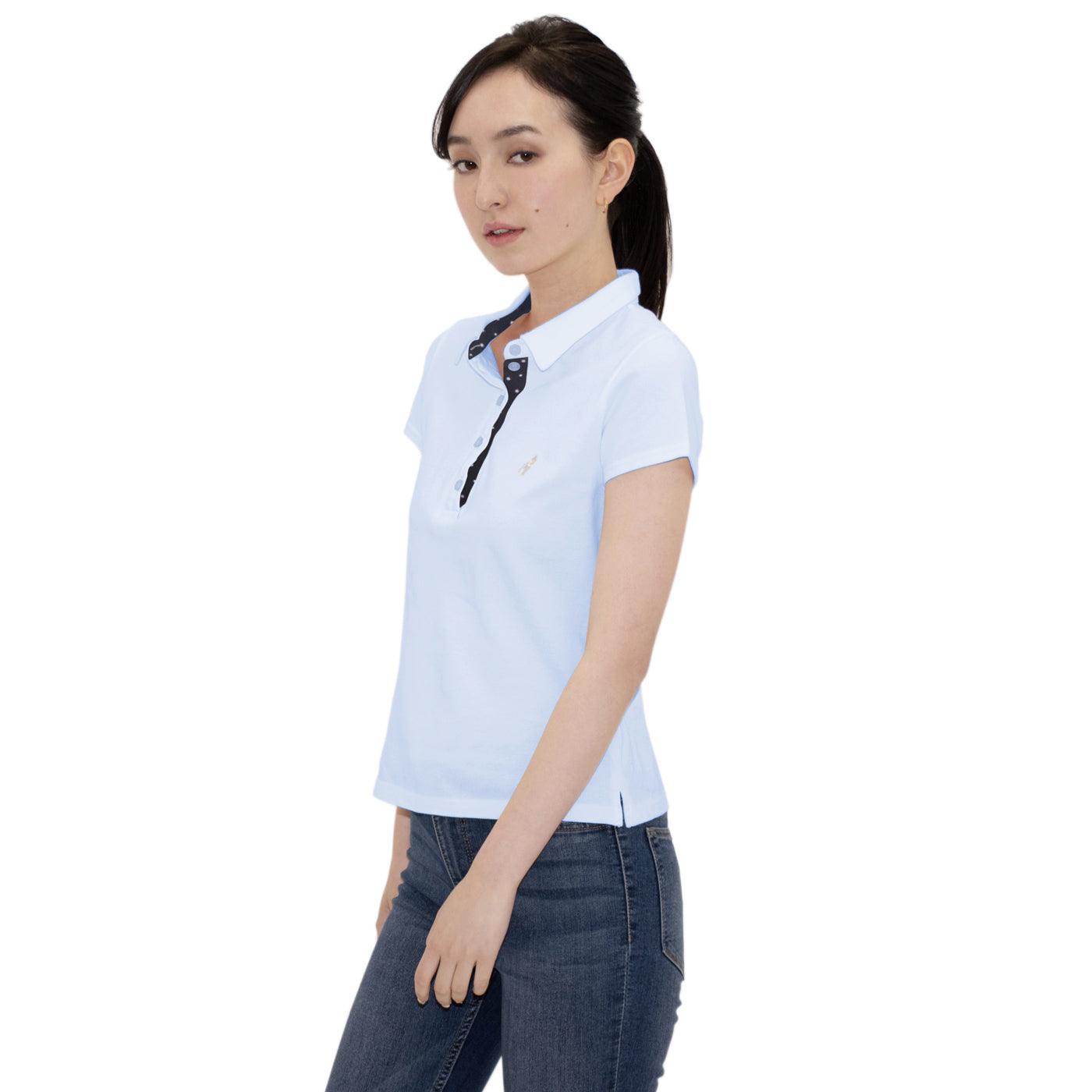 Ladies' Polo Shirt Short Sleeve 100% Cotton -15. Sakura Cherry Blossoms Design Made in Japan FORTUNA Tokyo