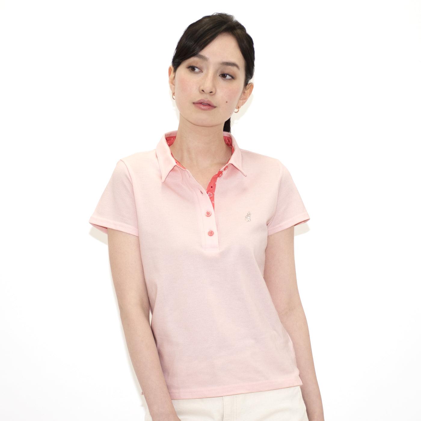 Ladies' Polo Shirt Short Sleeve 100% Cotton -15. Sakura Cherry Blossoms Design Made in Japan FORTUNA Tokyo