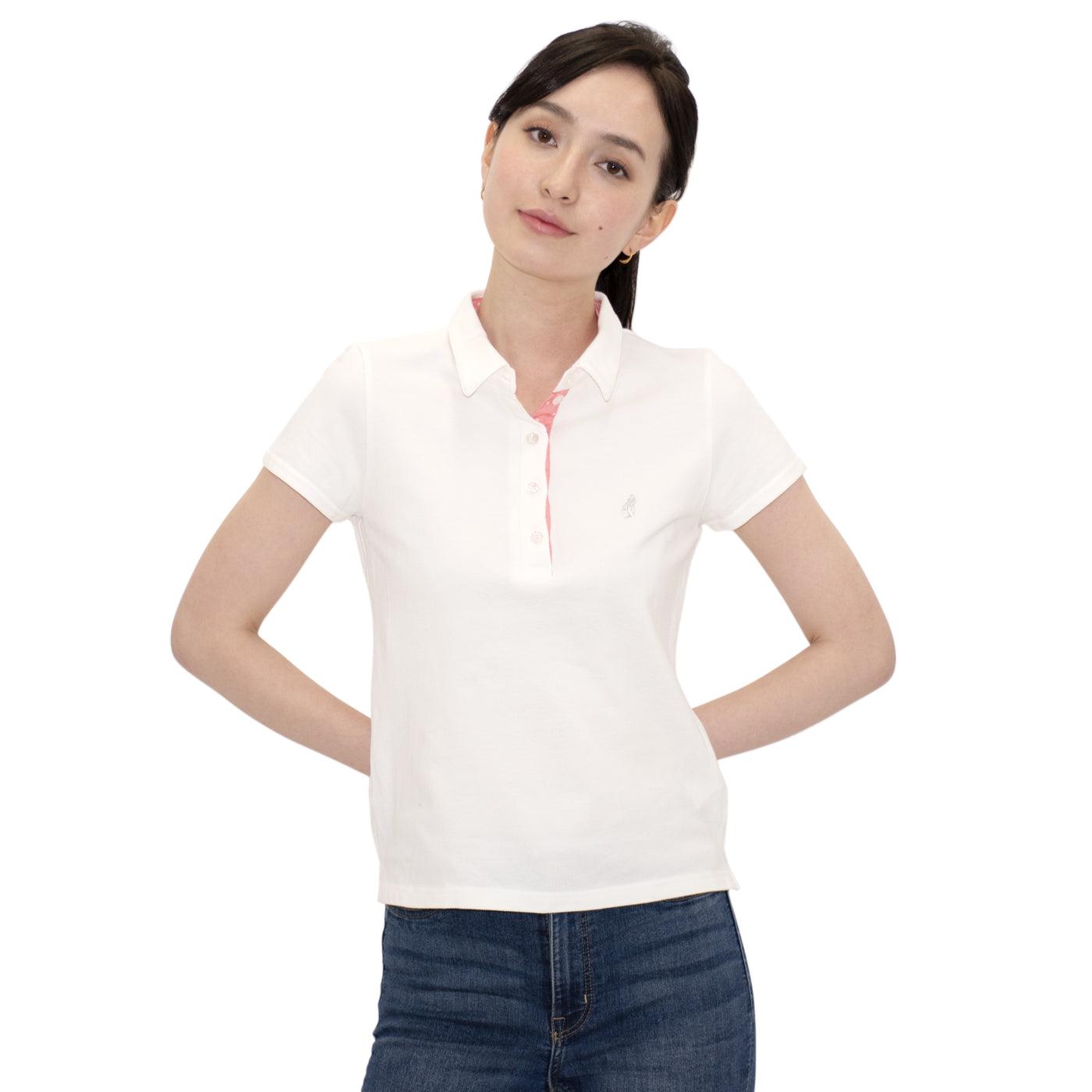 Ladies' Polo Shirt Short Sleeve 100% Cotton -15. Sakura Cherry Blossoms Design Made in Japan FORTUNA Tokyo