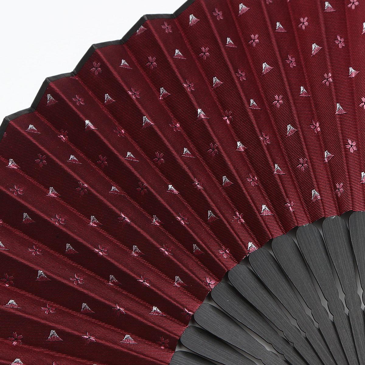 Hand Made Japanese Folding Fan -18.Hokusai Mt. Fuji Sakura Pattern with Silk & Bamboo Made in Japan FORTUNA Tokyo