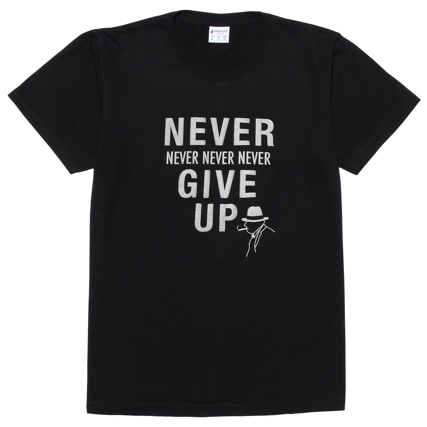 Disinfecting Cloth T Shirt Unisex 100% Cotton -Never Give Up- Made in Japan FORTUNA Tokyo