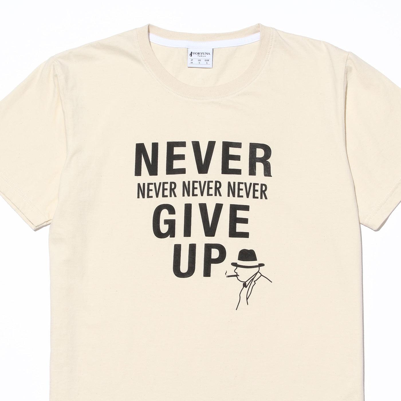 Disinfecting Cloth T Shirt Unisex 100% Cotton -Never Give Up- Made in Japan FORTUNA Tokyo