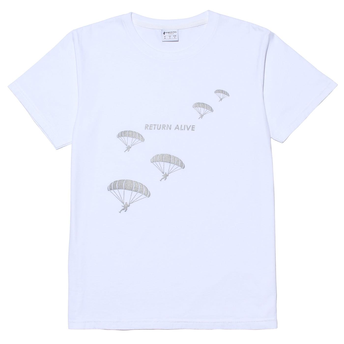 Disinfecting Cloth T Shirt Unisex 100% Cotton -Return Alive- White Made in Japan FORTUNA Tokyo