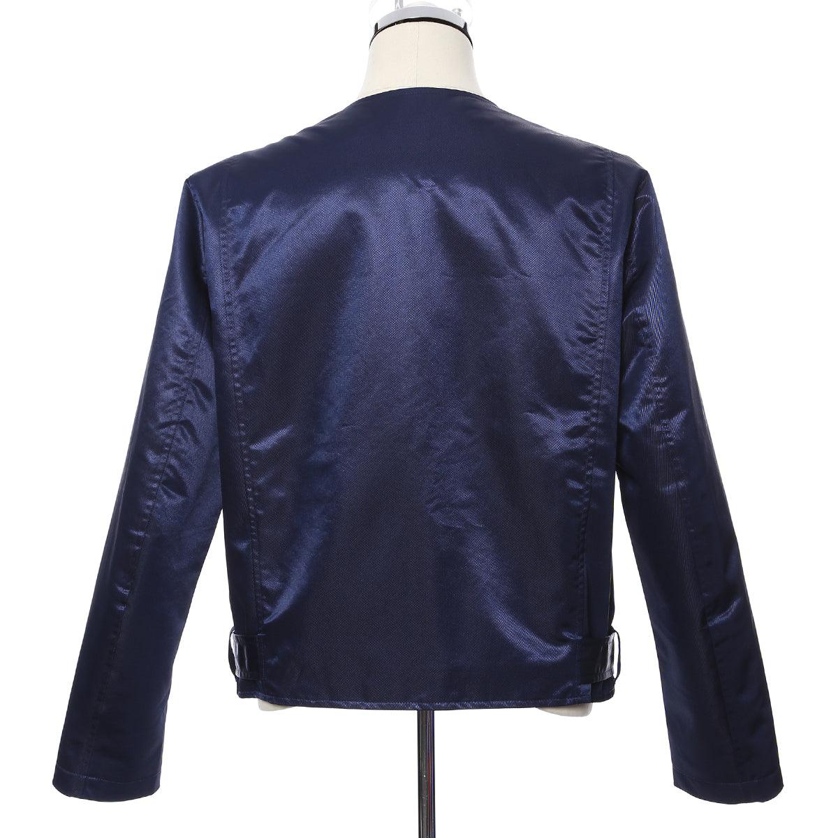 Men's Moto Biker Jacket -16. Samurai- Shiny Blue Tokyo Fashion Week Collection Made in Japan FORTUNA Tokyo