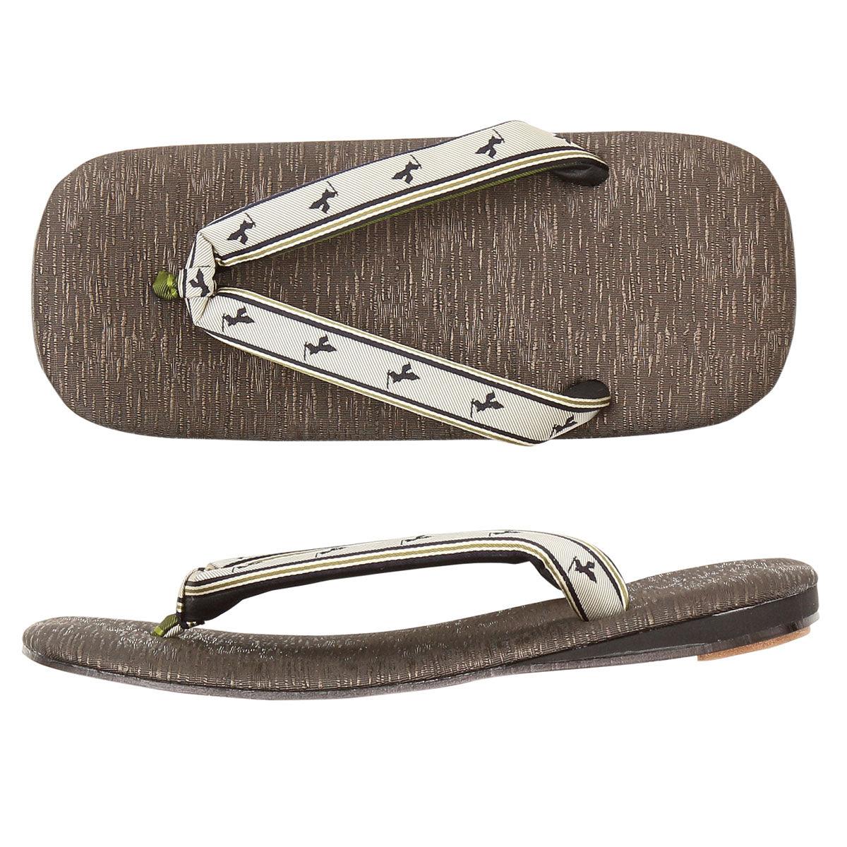 Men's Japanese Leather Soled Geta & Zori Sandals flip-flops Handmade with Silk Thongs -16. Samurai FORTUNA Tokyo