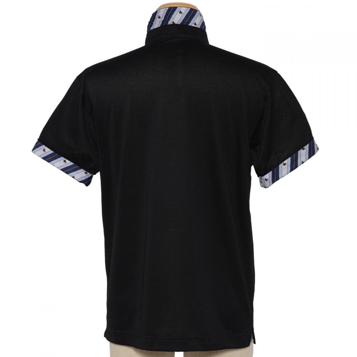 Men’s Short Sleeve Sports Polo Shirt -19. MASAMUNE Date Quick Dry Black Made in Japan FORTUNA Tokyo