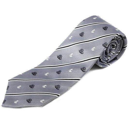 Mens Jacquard Woven 100% Kyoto Silk Tie -04. Adventure Ship Anchor Stripe Pattern Made in Japan FORTUNA Tokyo