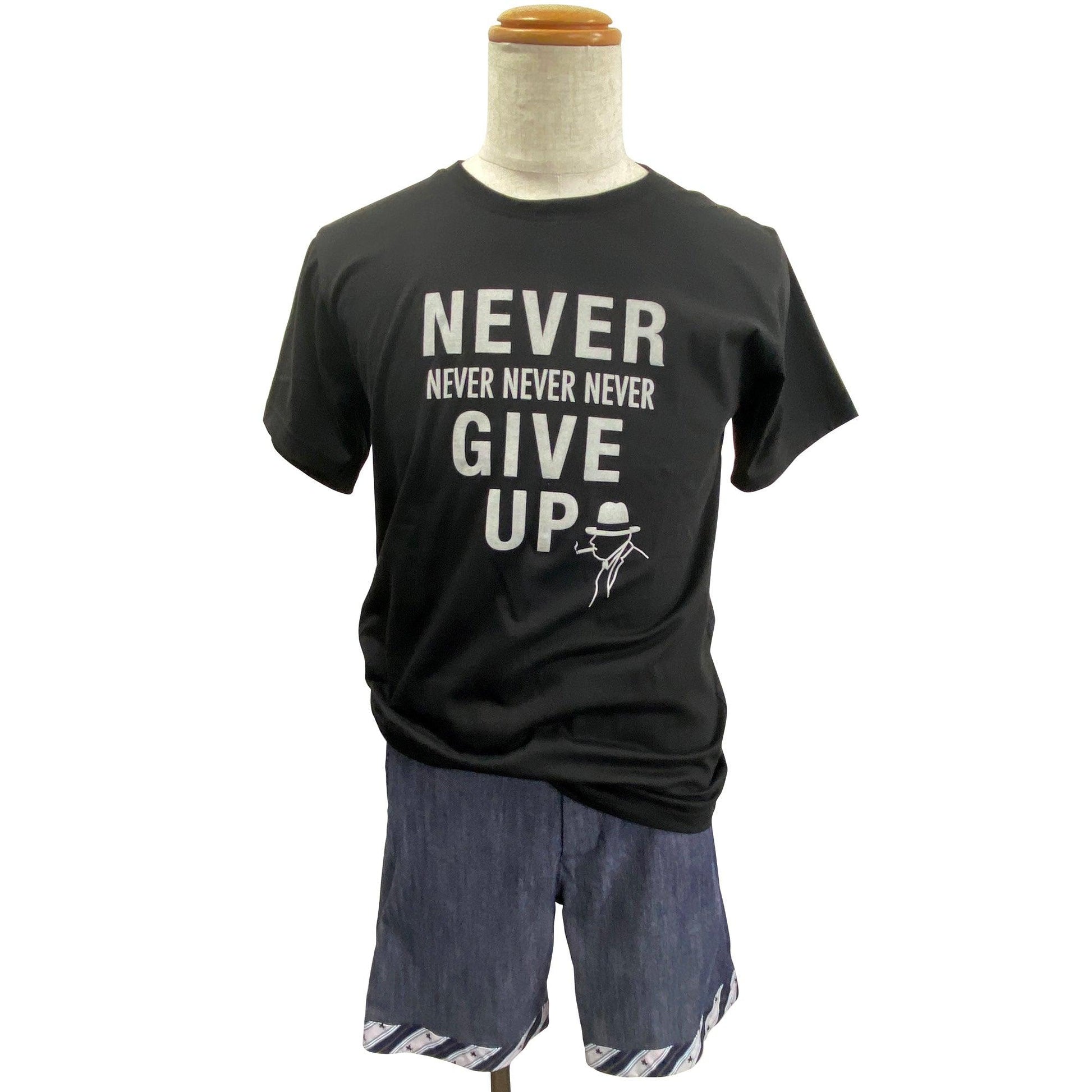 Disinfecting Cloth T Shirt Unisex 100% Cotton -Never Give Up- Made in Japan FORTUNA Tokyo