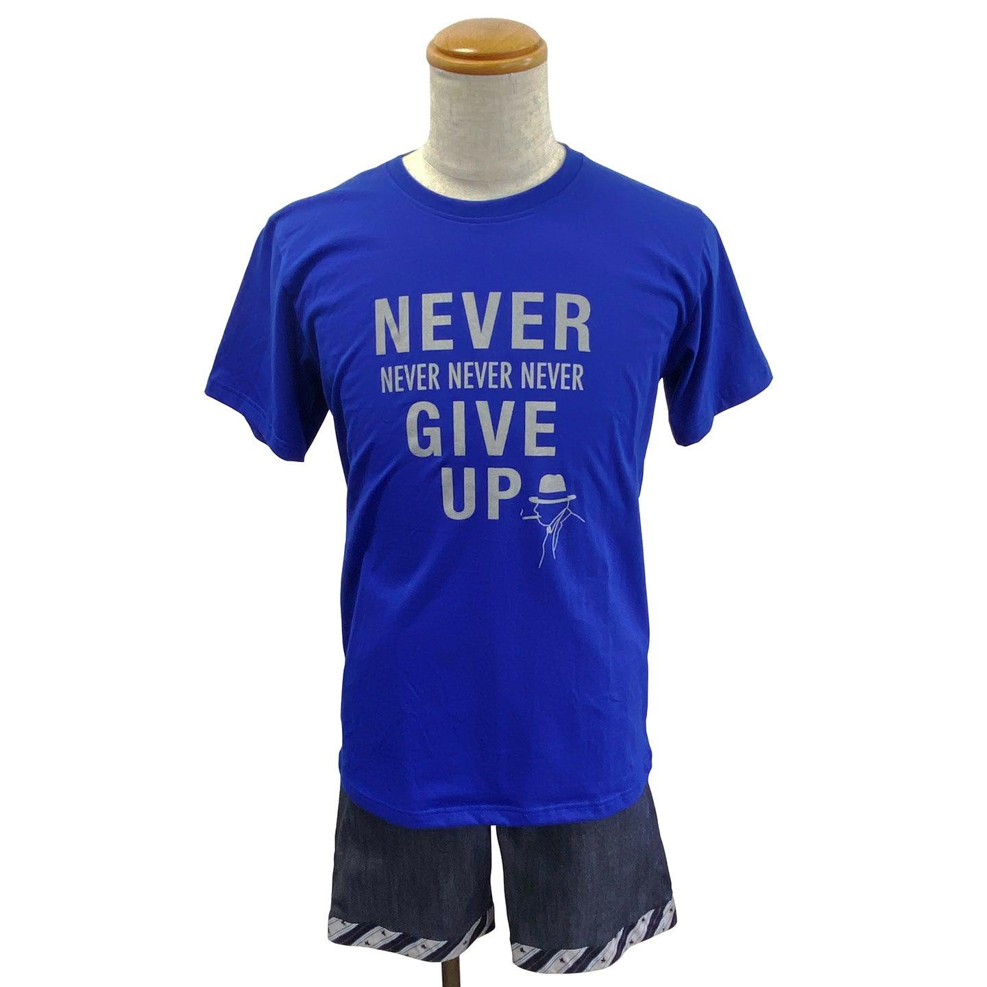 Disinfecting Cloth T Shirt Unisex 100% Cotton -Never Give Up- Made in Japan FORTUNA Tokyo