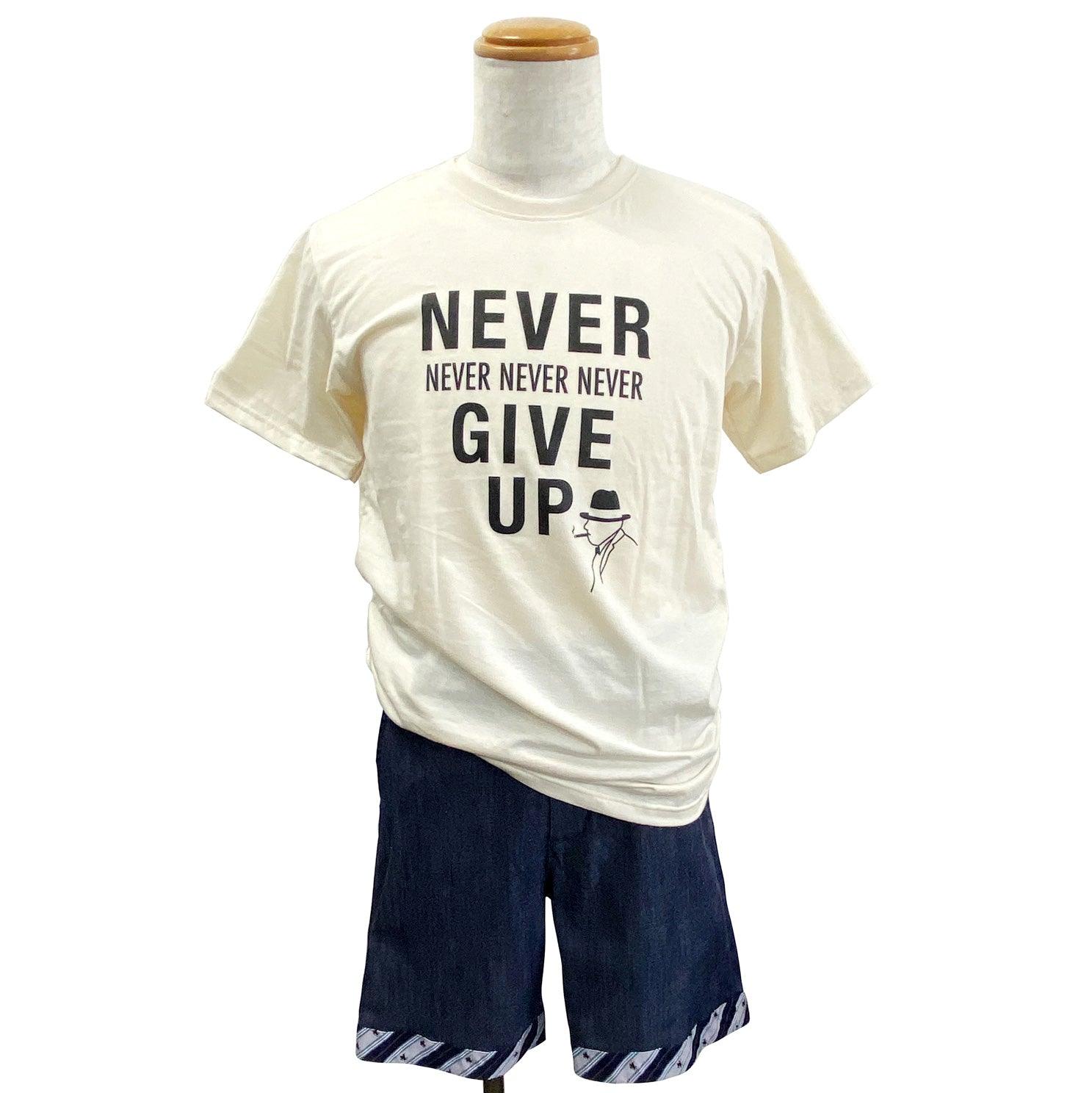 Disinfecting Cloth T Shirt Unisex 100% Cotton -Never Give Up- Made in Japan FORTUNA Tokyo