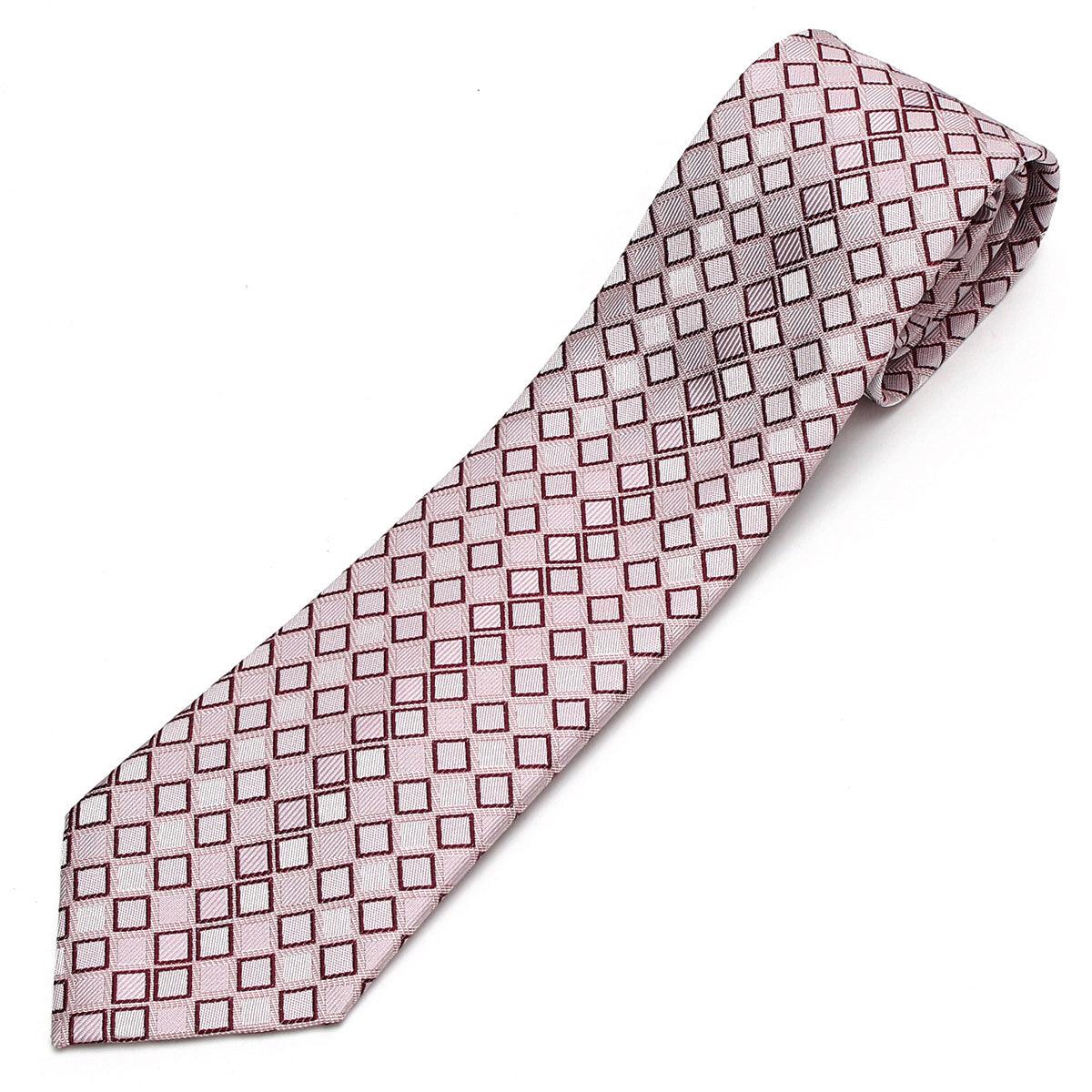 Men’s Jacquard Woven 100% Nishijin Kyoto Silk Tie -23. Dragon Shiny Plaid Pattern Made in Japan FORTUNA Tokyo