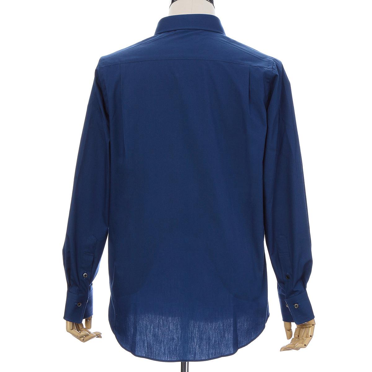 Men’s Long Sleeve Regular Fit Cotton Broadcloth Dress Shirt -16. Samurai Blue Made in Japan FORTUNA Tokyo