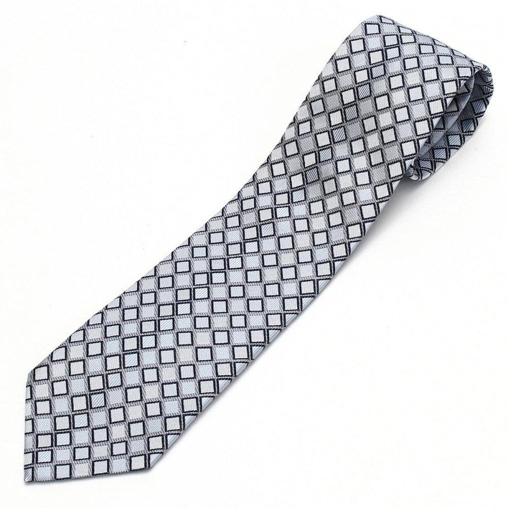 Men’s Jacquard Woven 100% Nishijin Kyoto Silk Tie -23. Dragon Shiny Plaid Pattern Made in Japan FORTUNA Tokyo