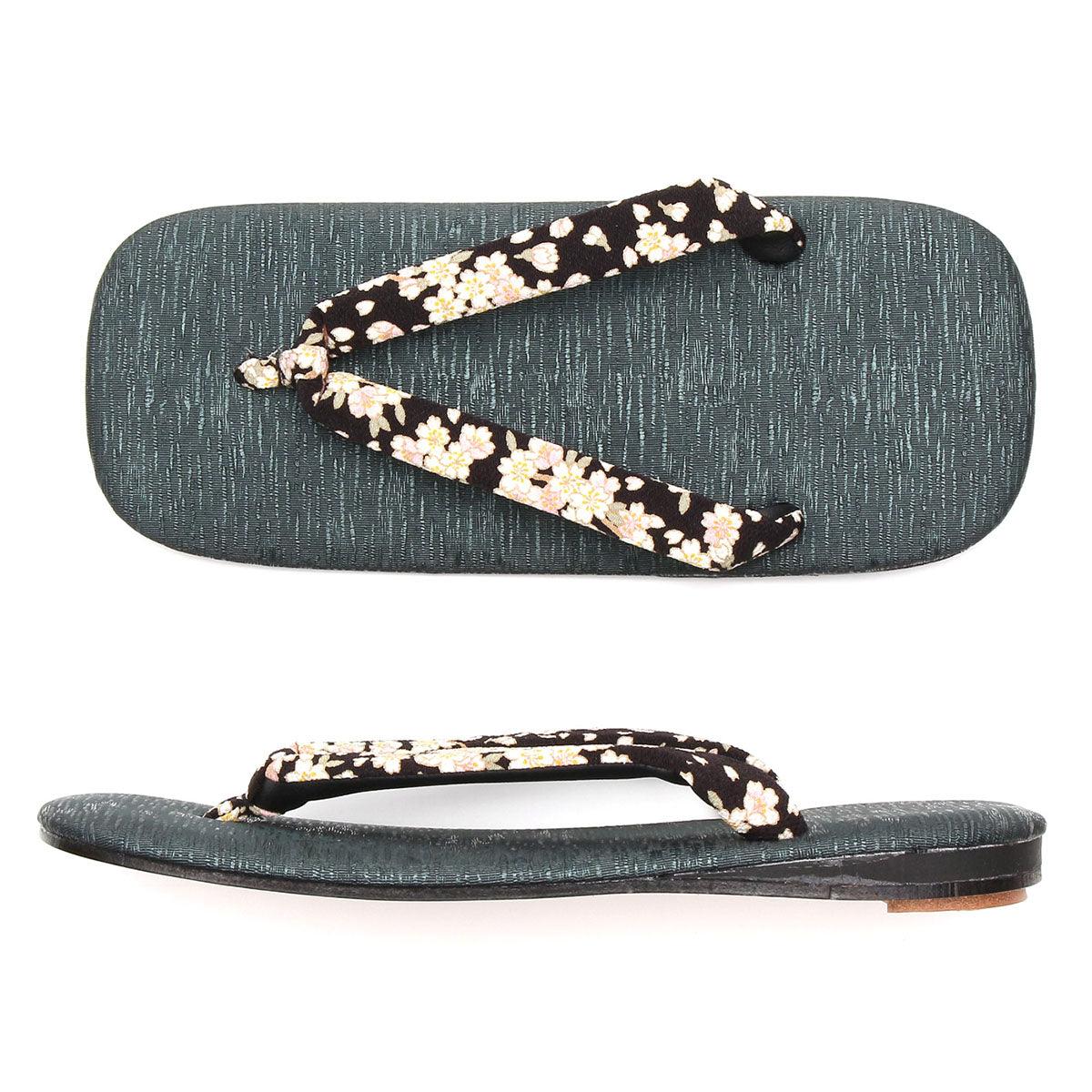 Men's Japanese Leather Soled Geta & Zori Sandals flip-flops Handmade -Sakura Cherry Blossoms FORTUNA Tokyo