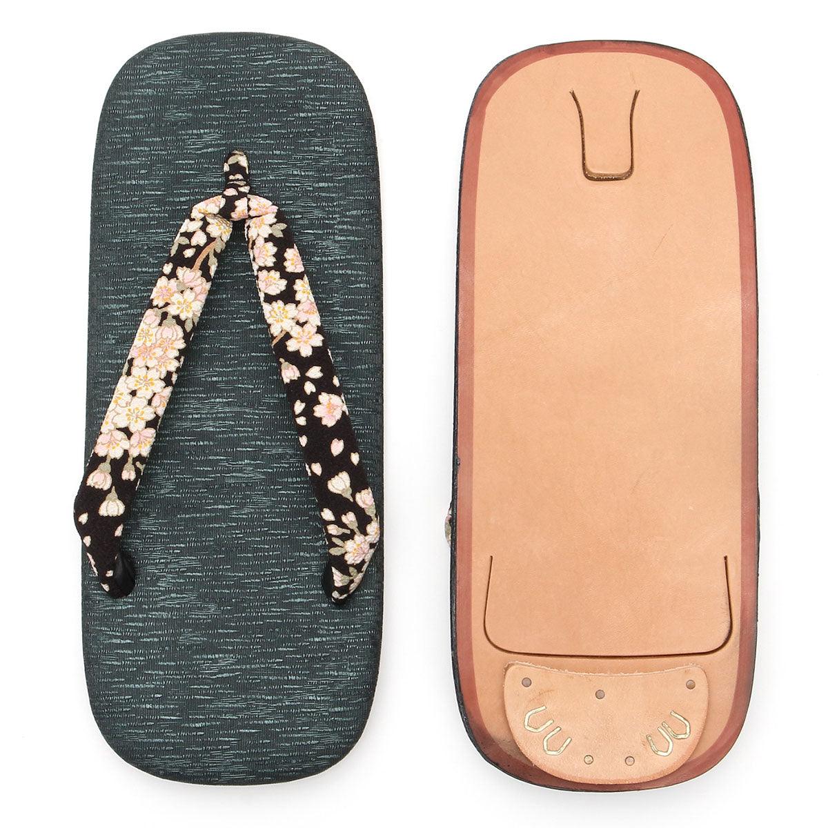 Men's Japanese Leather Soled Geta & Zori Sandals flip-flops Handmade -Sakura Cherry Blossoms FORTUNA Tokyo