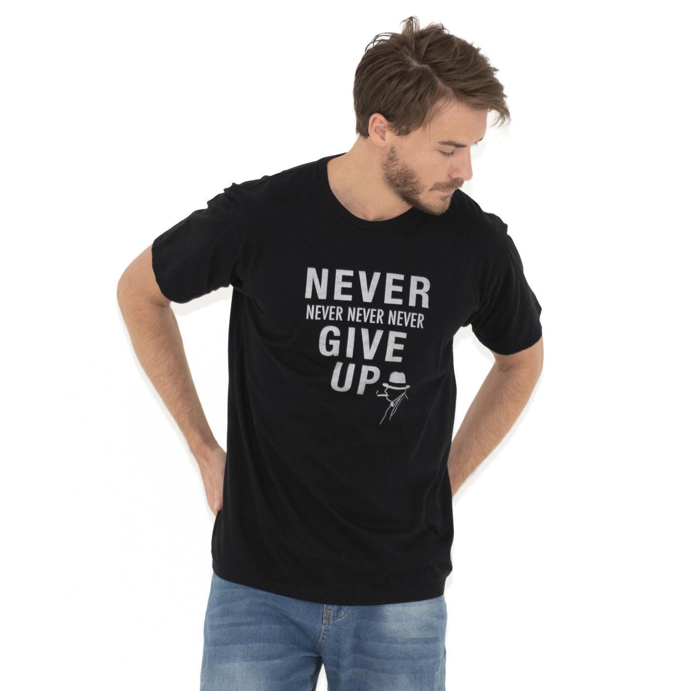 Disinfecting Cloth T Shirt Unisex 100% Cotton -Never Give Up- Made in Japan FORTUNA Tokyo