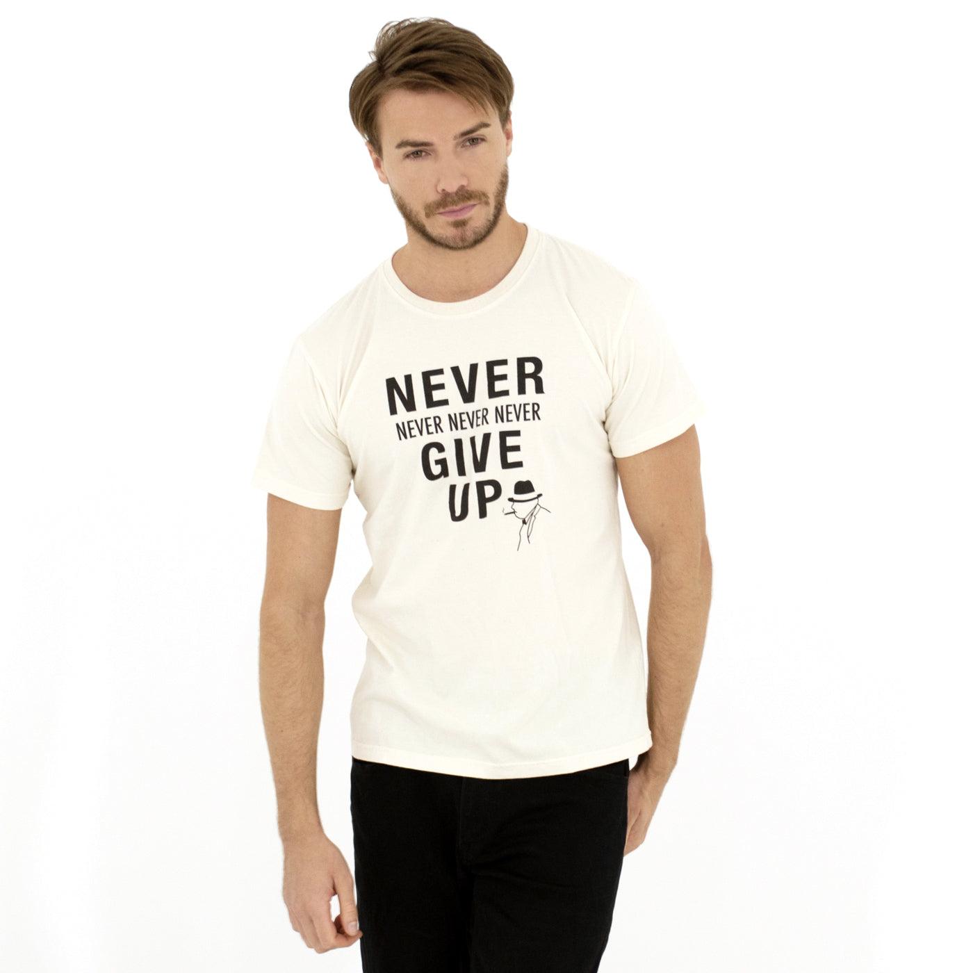 Disinfecting Cloth T Shirt Unisex 100% Cotton -Never Give Up- Made in Japan FORTUNA Tokyo